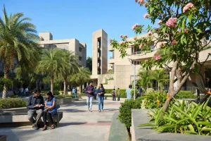 A modernist research and engineering campus in bright sun