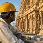 Photograph illustrating construction in India