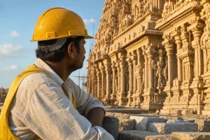 Photograph illustrating construction in India