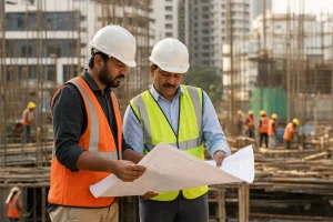 Photograph illustrating construction in India