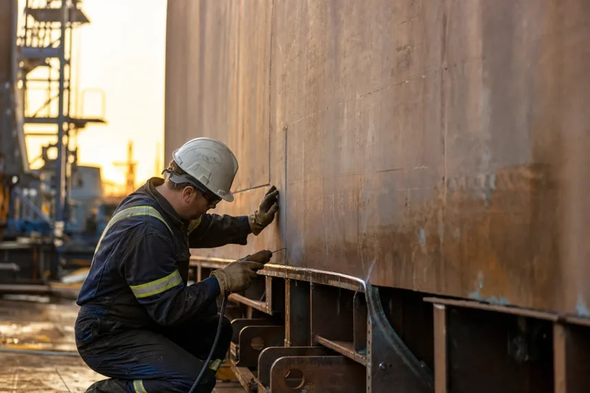 Photograph illustrating shipbuilding in Finland