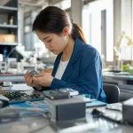 Photograph illustrating high-tech manufacturing in India