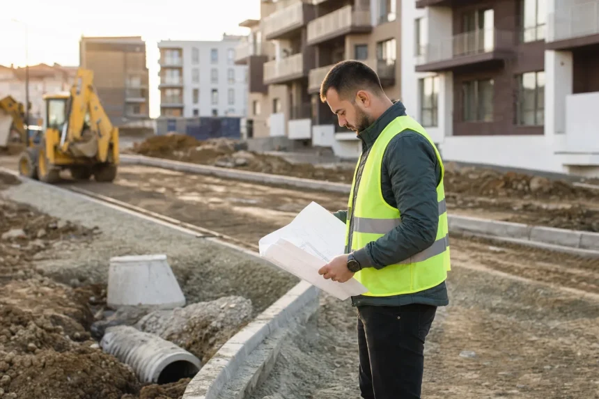 Photograph illustrating real estate and local infrastructure in Romania