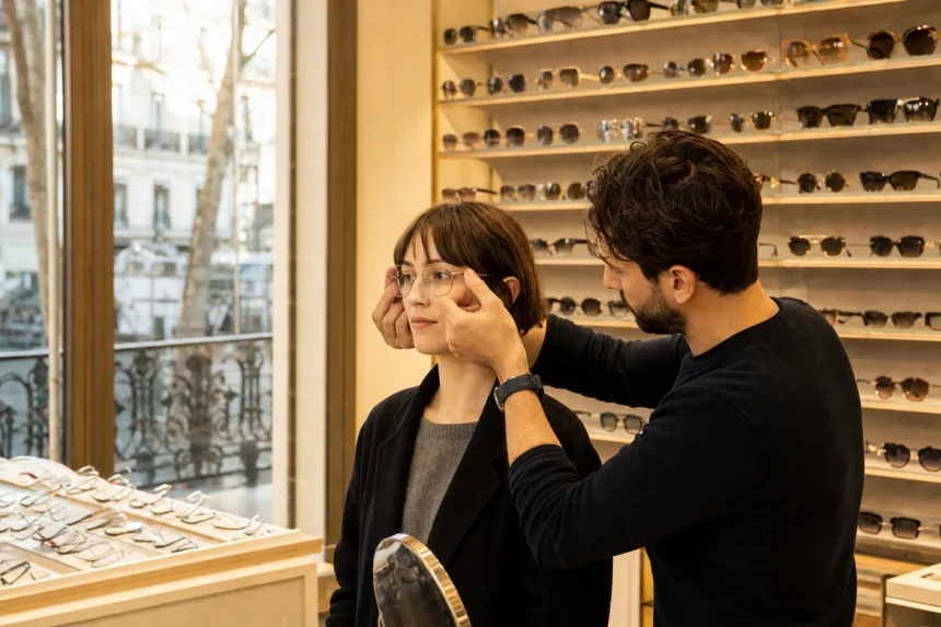 Photograph illustrating health insurance and optical services in France