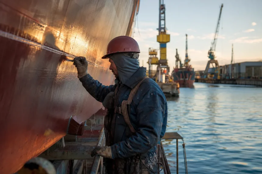 Photograph illustrating defence shipbuilding in Romania
