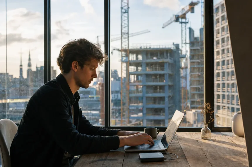Photograph illustrating construction in Latvia