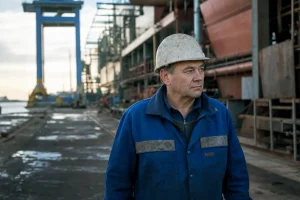 Photograph illustrating shipbuilding in Romania
