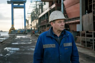 Photograph illustrating shipbuilding in Romania