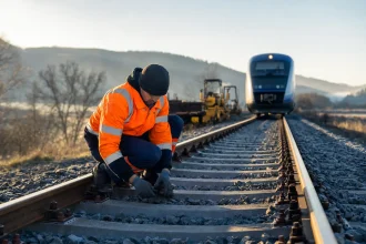 Photograph illustrating rail infrastructure in Romania