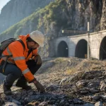 Photograph illustrating rail infrastructure in Romania